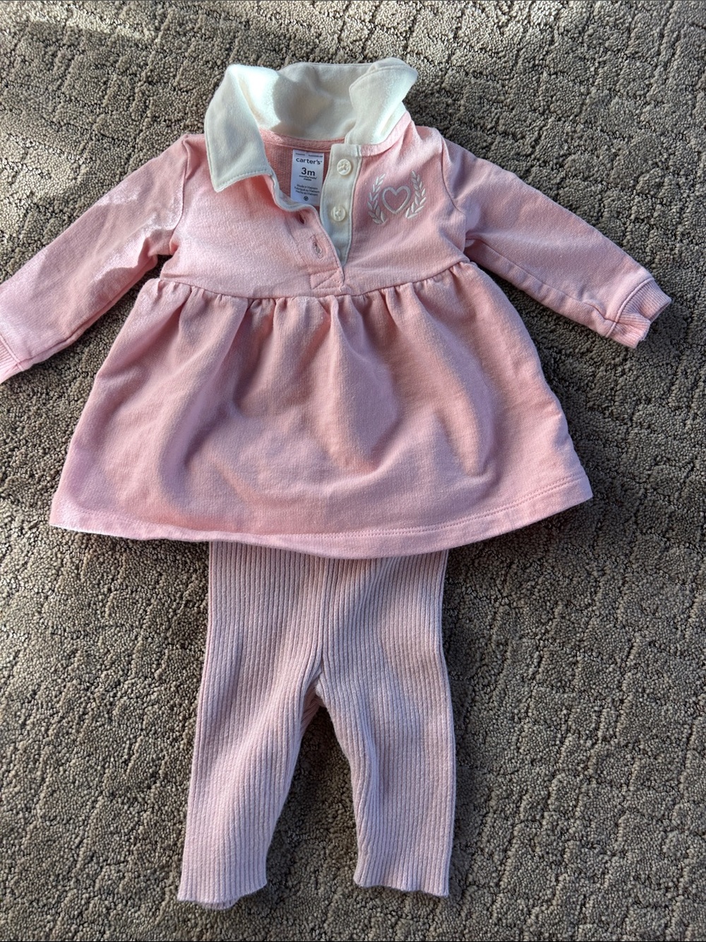 Carter's Pink Polo Dress with Matching Leggings like new